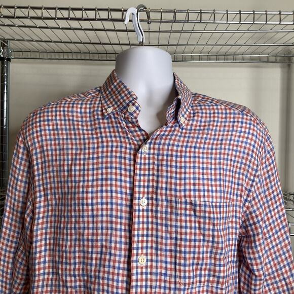 Vineyard‎ Vines Men's Slim Murray Plaid Linen Shirt Size M Preppy Old Money ACK - Picture 7 of 12
